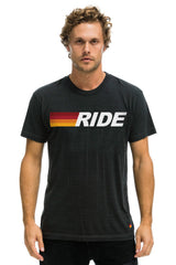 RIDE LOGO WHITE TEE - CHARCOAL Tees Aviator Nation