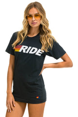 RIDE LOGO WHITE TEE - CHARCOAL Tees Aviator Nation