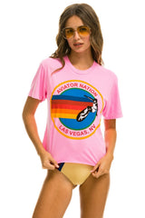 SIGNATURE LAS VEGAS BOYFRIEND TEE - NEON PINK Boyfriend Tee Aviator Nation