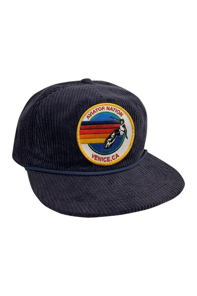 SIGNATURE VENICE - VINTAGE CORDUROY TRUCKER HAT HATS Aviator Nation NAVY