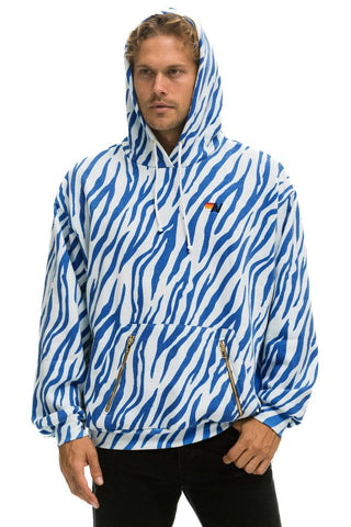TIGER RELAXED PULLOVER HOODIE WITH ZIPPER POCKETS - BLUE TIGER Hoodie Aviator Nation