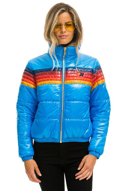 WOMEN'S 5 STRIPE LUXE APRES PUFFER JACKET - GLOSSY BLUE Jacket Aviator Nation