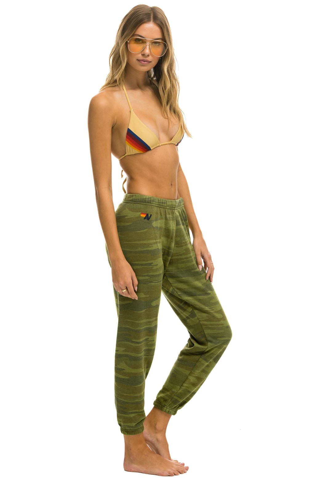 WOMEN'S 5 STRIPE SWEATPANTS - CAMO Womens Sweatpants Aviator Nation