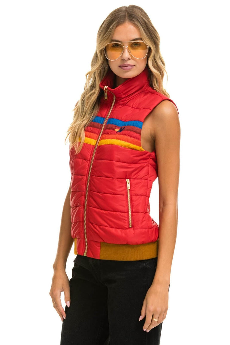 WOMEN'S 5 STRIPE VEST - CHERRY Women's Vest Aviator Nation
