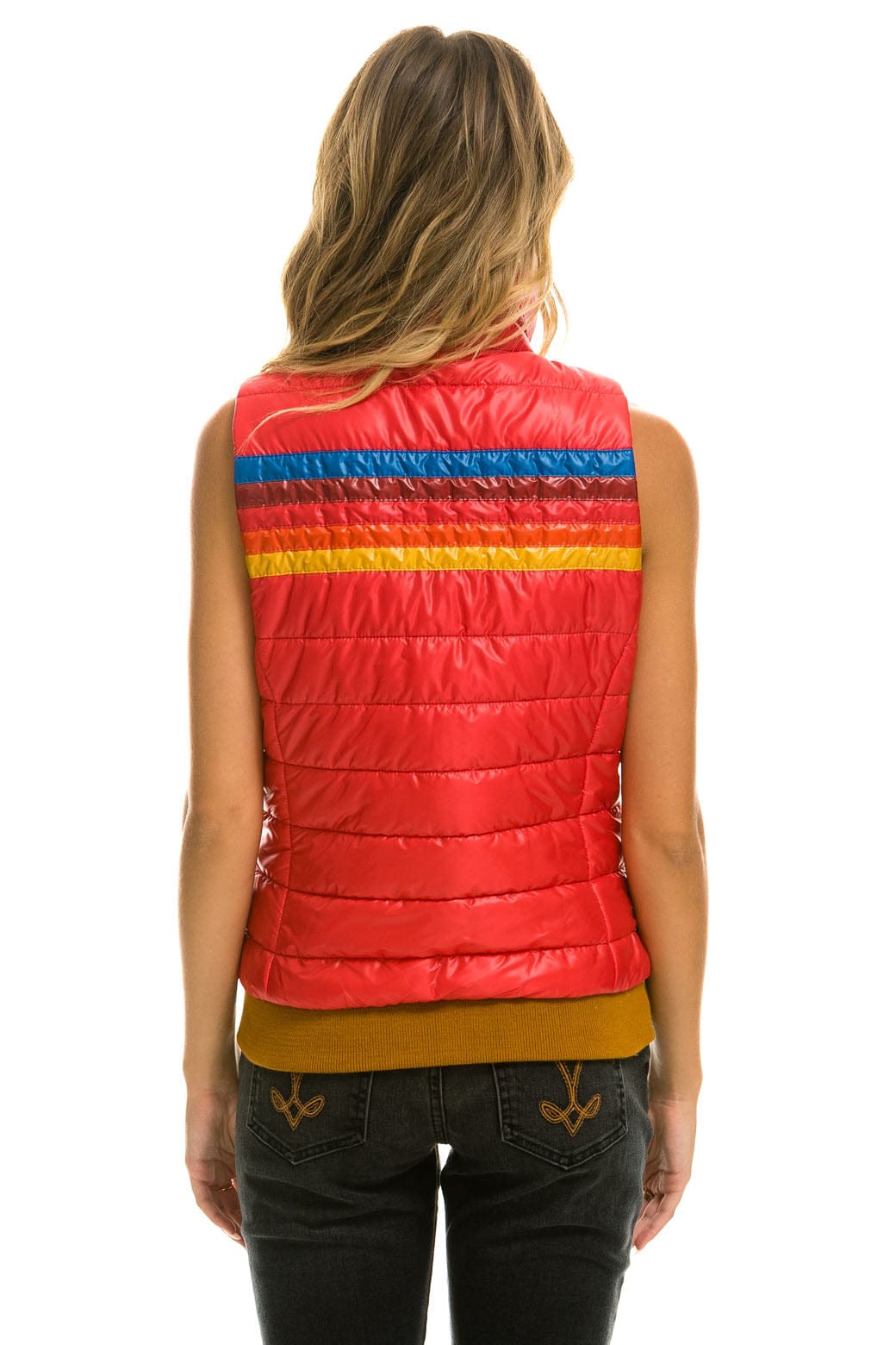 WOMEN'S 5 STRIPE VEST - GLOSSY CHERRY Vest Aviator Nation