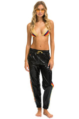 WOMEN'S 5 STRIPE WIND PANT - BLACK GLOSSY Women's Sweatpants Aviator Nation