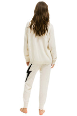 WOMEN'S BOLT CASHMERE LIGHT SWEATER PANT - VINTAGE WHITE // BLACK BOLT Womens Sweatpants Aviator Nation