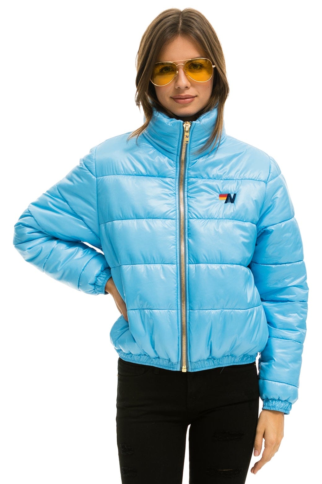 WOMEN'S BOLT LUXE APRES PUFFER JACKET - GLOSSY SKY Jacket Aviator Nation