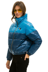 WOMEN'S COLOR BLOCK HALF AND HALF APRES PUFFER JACKET - OCEAN GLOSSY Jacket Aviator Nation