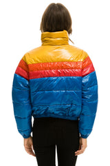 WOMEN'S COLOR BLOCK LUXE APRES PUFFER JACKET - GLOSSY SNORKEL BLUE Jacket Aviator Nation