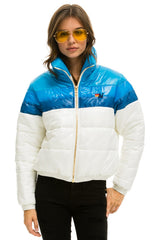 WOMEN'S COLOR BLOCK LUXE APRES PUFFER JACKET - WHITE DRESDEN GLOSSY Jacket Aviator Nation