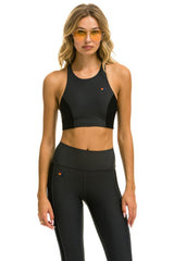 WOMEN'S COLOR BLOCK RACER SPORTS BRA - TITANIUM Sports Bra Aviator Nation