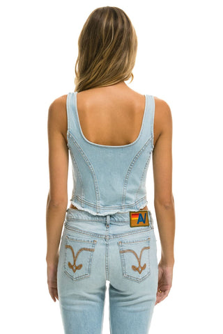 WOMEN'S DENIM TOP ZIP FRONT BUSTIER - SUPER LIGHT Women's Jeans Aviator Nation