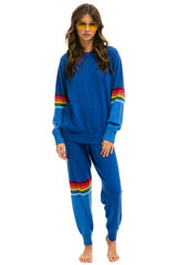 WOMEN'S RAINBOW STRIPE CASHMERE LIGHT SWEATER PANT - VINTAGE BLUE WOMENS Aviator Nation