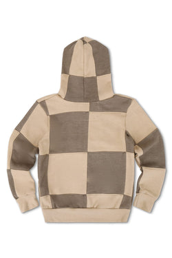 KID'S CHECK QUILTED ZIP HOODIE - SAND / TAUPE