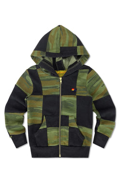 KID'S CHECK QUILTED ZIP HOODIE - SMOKE // CAMO