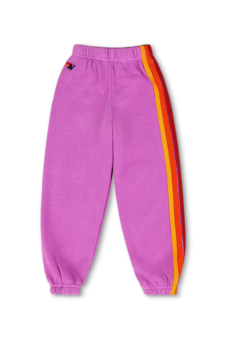 KID'S 5 STRIPE SWEATPANTS - NEON PURPLE