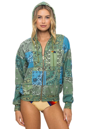 BANDANA QUILTED RELAXED ZIP HOODIE