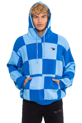 CHECK QUILT RELAXED PULLOVER HOODIE