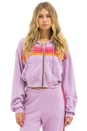 5 STRIPE CROPPED ZIP HOODIE RELAXED