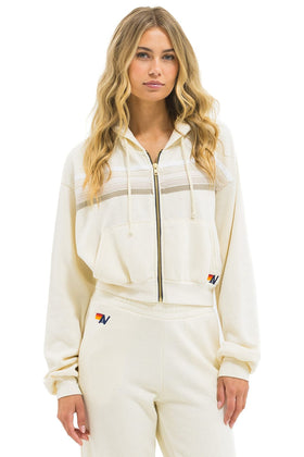 5 STRIPE CROPPED ZIP HOODIE RELAXED