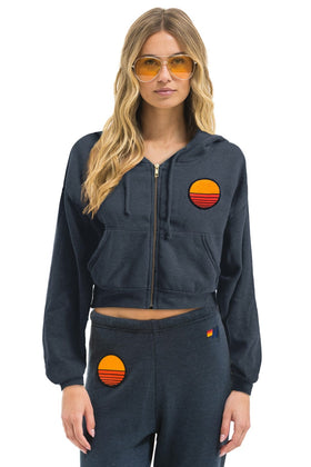 SUNSET PATCH RELAXED CROPPED ZIP HOODIE