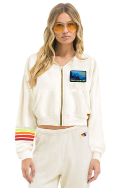 UNDER THE BIG SKY 2026 CROPPED ZIP HOODIE RELAXED - VINTAGE WHITE
