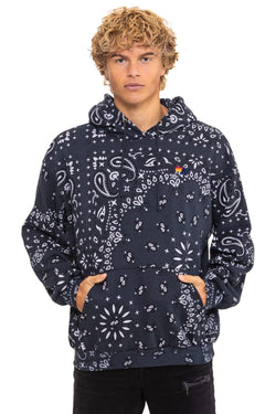 BANDANA RELAXED PULLOVER HOODIE - CHARCOAL