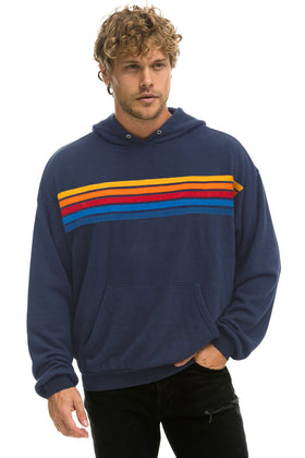 5 STRIPE RELAXED PULLOVER HOODIE