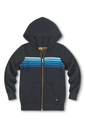 KID'S 5 STRIPE HOODIE - CHARCOAL // BLUE