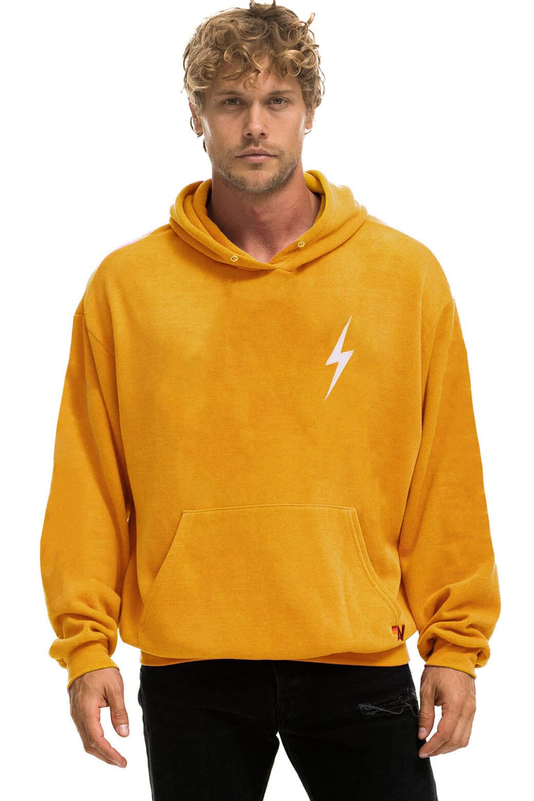 BOLT STITCH RELAXED PULLOVER HOODIE - VINTAGE GOLD // WHITE