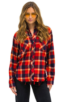 PLAID FLANNEL LIGHT WEIGHT UNISEX WESTERN SHIRT