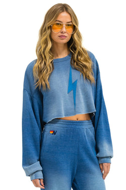 BOLT STITCH CROPPED CREW SWEATSHIRT RELAXED - FADED WATER