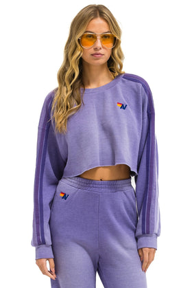 CLASSIC STRIPE CROPPED CREW SWEATSHIRT RELAXED