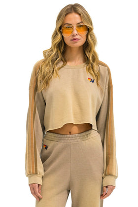 CLASSIC STRIPE CROPPED CREW SWEATSHIRT RELAXED