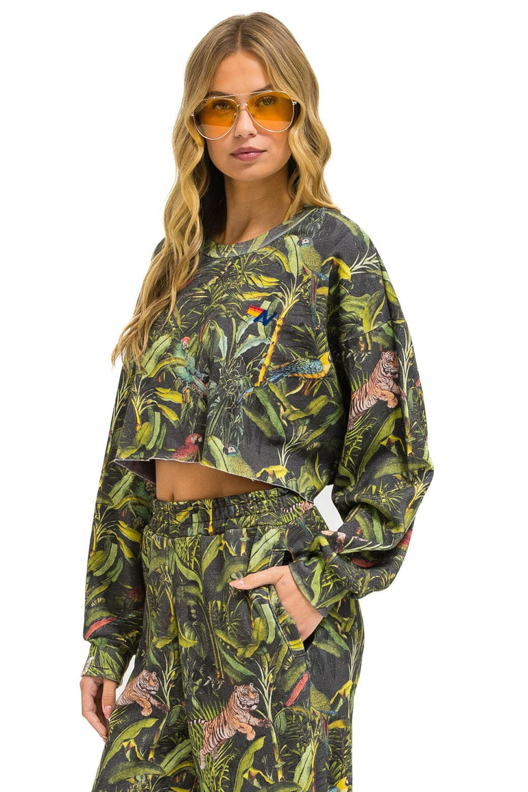 JUNGLE CROPPED CREW SWEATSHIRT RELAXED - VINTAGE CHARCOAL
