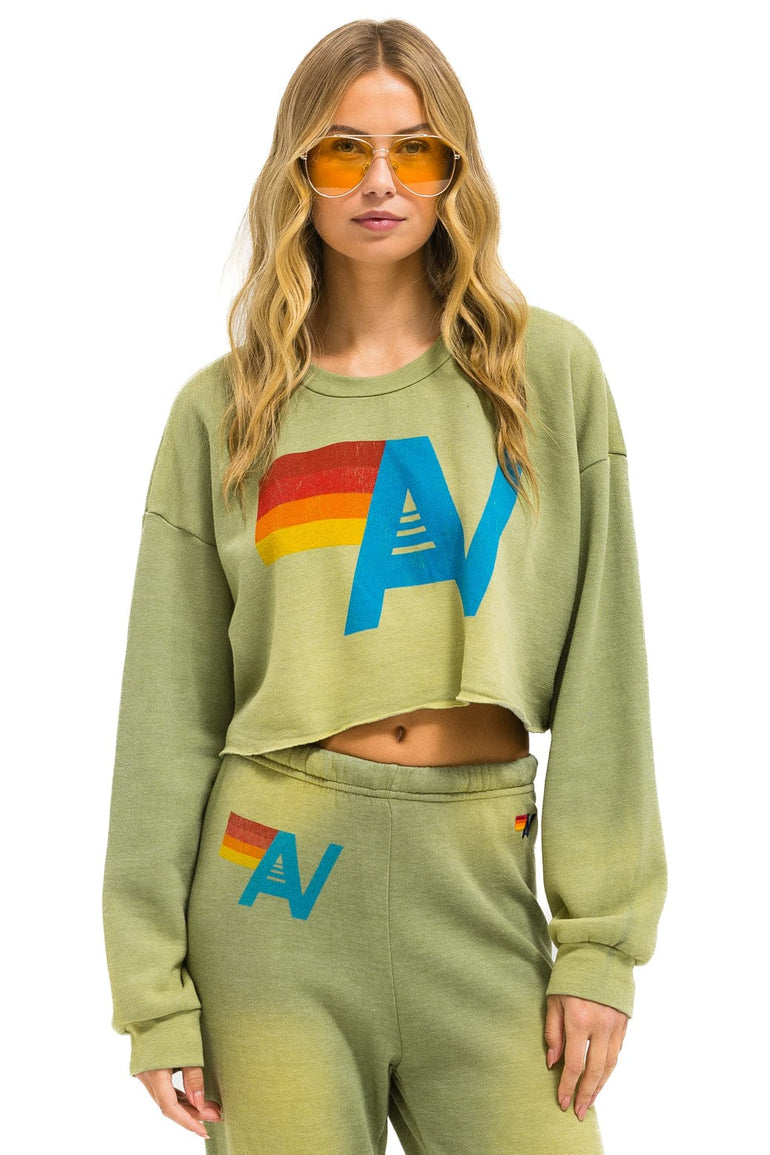 VINTAGE LOGO CROPPED CREW SWEATSHIRT RELAXED - FADED ARMY
