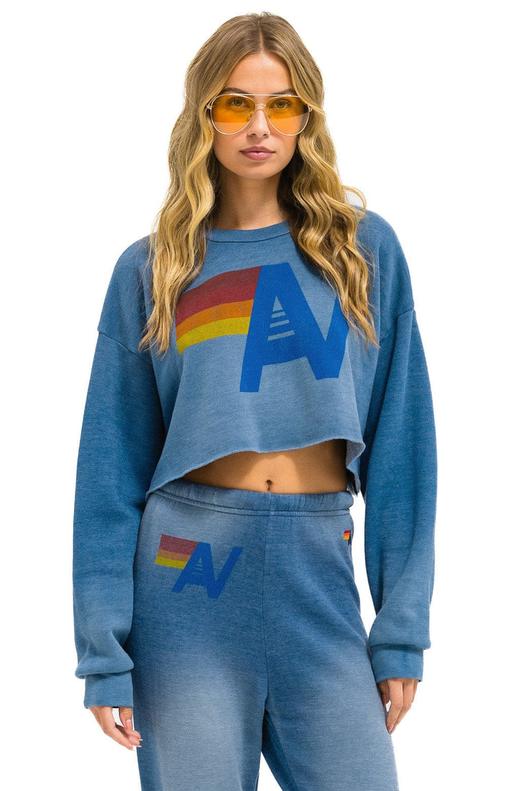 VINTAGE LOGO CROPPED CREW SWEATSHIRT RELAXED - FADED WATER