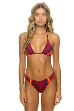 5 STRIPE LUXE BIKINI BOTTOMS - BURGUNDY
