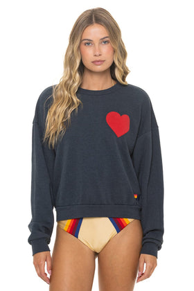 HEART STITCH RELAXED CREW SWEATSHIRT