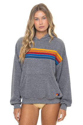 5 STRIPE RELAXED PULLOVER HOODIE