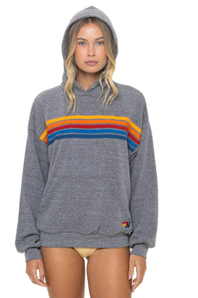 5 STRIPE RELAXED PULLOVER HOODIE