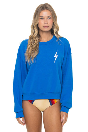 BOLT STITCH RELAXED CREW SWEATSHIRT - OCEAN // WHITE