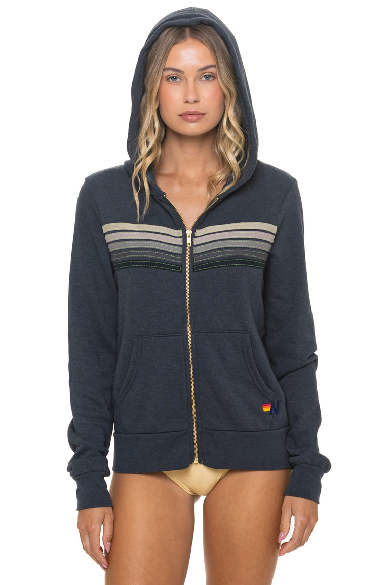 5 STRIPE HOODIE - CHARCOAL // GREY STRIPES
