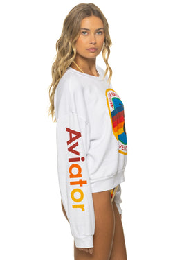 AVIATOR NATION RELAXED VENICE CREW SWEATSHIRT - WHITE