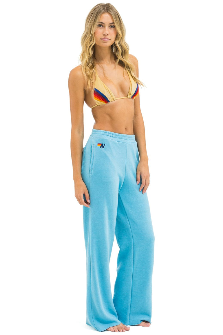 5 STRIPE WIDE LEG POCKET SWEATPANTS - AQUA // AQUA