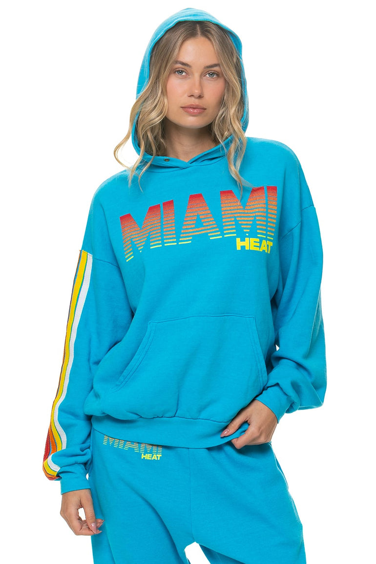 MIAMI HEAT 2026 RELAXED PULLOVER HOODIE - NEON BLUE