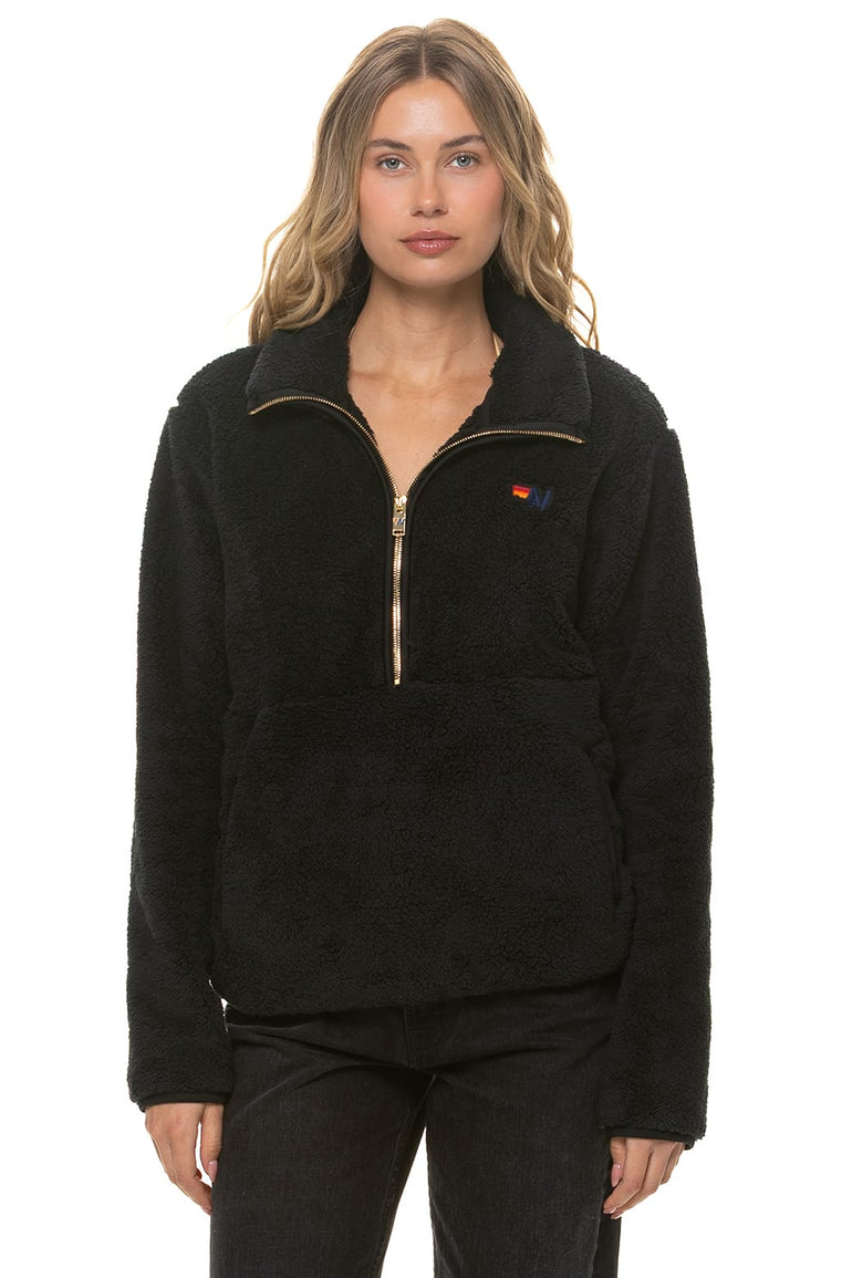 TEDDY UNISEX HALF ZIP JACKET - BLACK