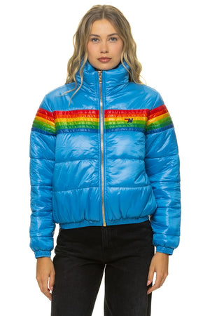 6 STRIPE LUXE APRES PUFFER JACKET - GLOSSY OCEAN
