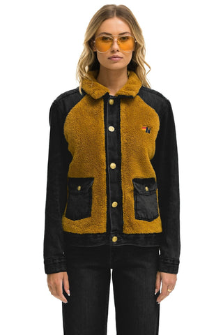 ASPEN SHERPA UNISEX DENIM JACKET - BLACK HONEY Denim Jacket Aviator Nation 